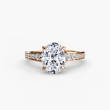 CÉLESTE Oval Cut pavé solitaire ring setting in Rose Gold | SARATTI
