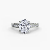 CÉLESTE Oval Cut pavé solitaire ring setting in White Gold | SARATTI