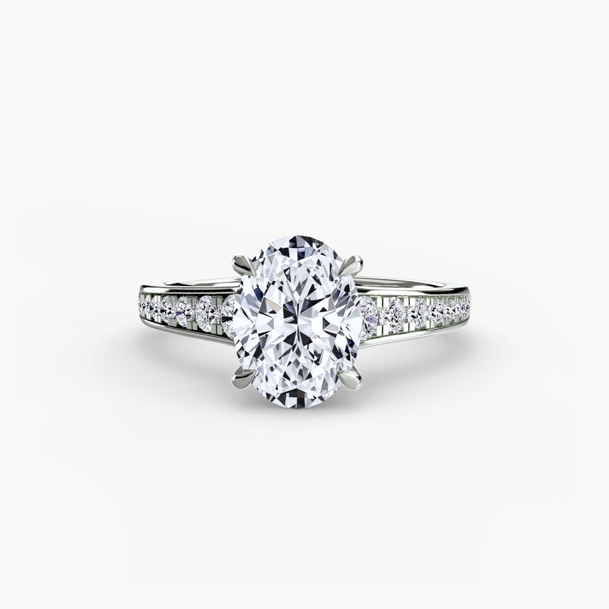 CÉLESTE Oval Cut pavé solitaire ring setting in White Gold | SARATTI