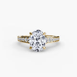 CÉLESTE Oval Cut pavé solitaire ring setting in Yellow Gold | SARATTI