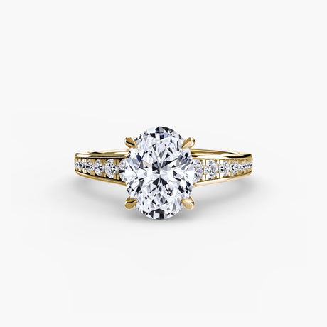 CÉLESTE Oval Cut pavé solitaire ring setting in Yellow Gold | SARATTI