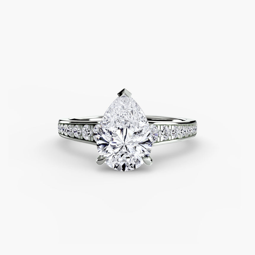 CÉLESTE – Pear Cut Pavé Solitaire Ring Setting in 950 Platinum | SARATTI