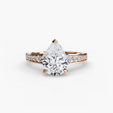 CÉLESTE – Pear Cut Pavé Solitaire Ring Setting in Rose Gold | SARATTI
