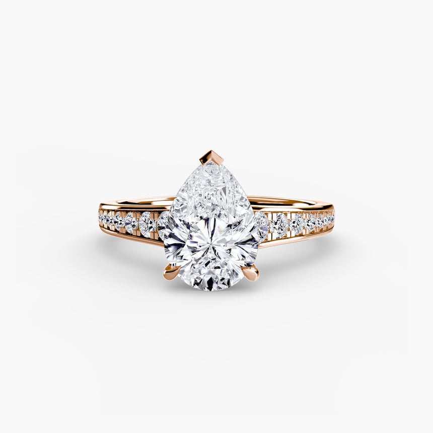 CÉLESTE – Pear Cut Pavé Solitaire Ring Setting in Rose Gold | SARATTI