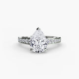 CÉLESTE – Pear Cut Pavé Solitaire Ring Setting in White Gold | SARATTI