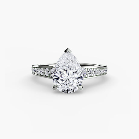 CÉLESTE – Pear Cut Pavé Solitaire Ring Setting in White Gold | SARATTI