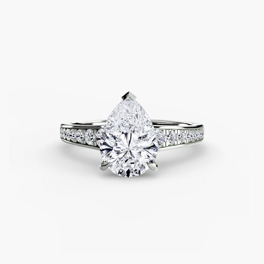 CÉLESTE – Pear Cut Pavé Solitaire Ring Setting in White Gold | SARATTI