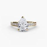 CÉLESTE – Pear Cut Pavé Solitaire Ring Setting in Yellow Gold | SARATTI