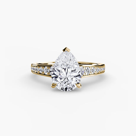 CÉLESTE – Pear Cut Pavé Solitaire Ring Setting in Yellow Gold | SARATTI