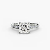CÉLESTE – Princess Cut Pavé Solitaire Ring Setting in White Gold | SARATTI