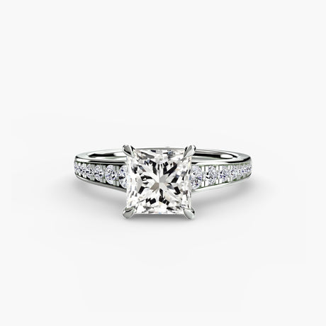 CÉLESTE – Princess Cut Pavé Solitaire Ring Setting in White Gold | SARATTI