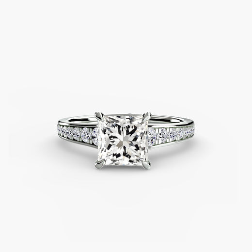 CÉLESTE – Princess Cut Pavé Solitaire Ring Setting in White Gold | SARATTI