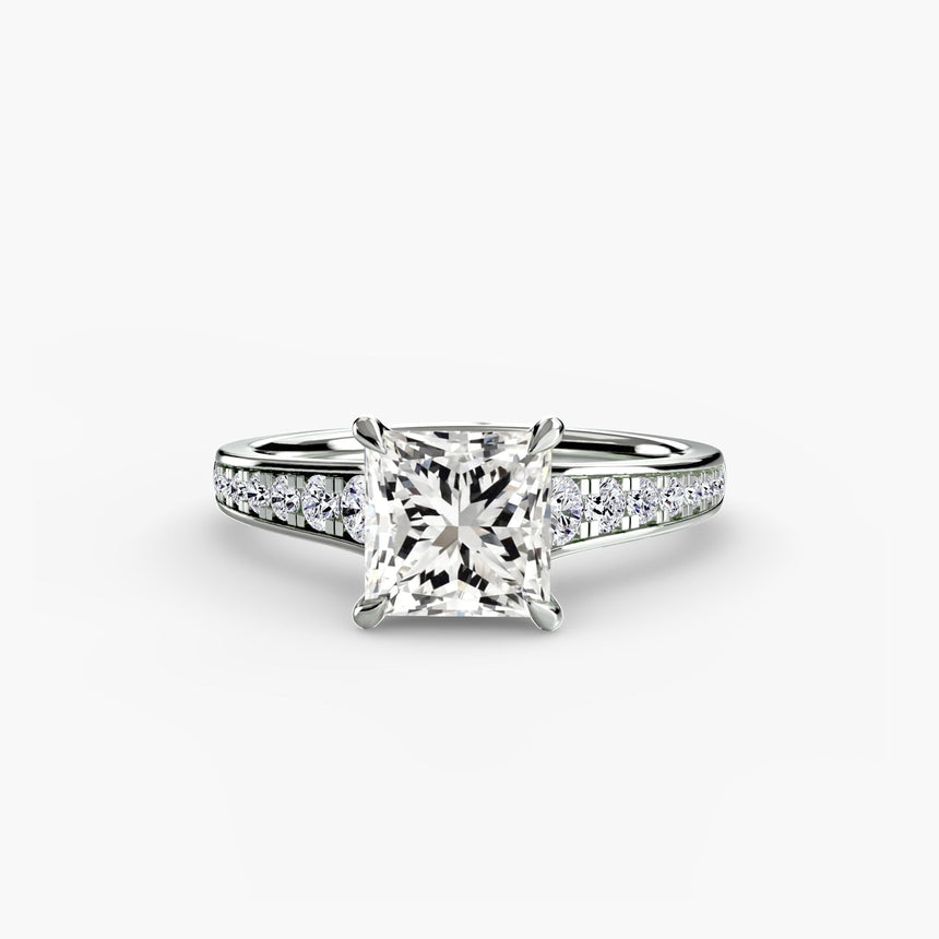 CÉLESTE – Princess Cut Pavé Solitaire Ring Setting in White Gold | SARATTI