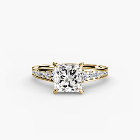 CÉLESTE – Princess Cut Pavé Solitaire Ring Setting in Yellow Gold | SARATTI