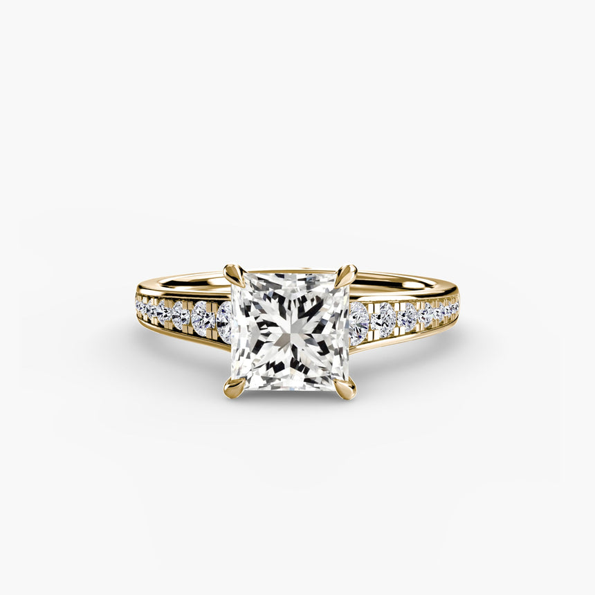CÉLESTE – Princess Cut Pavé Solitaire Ring Setting in Yellow Gold | SARATTI