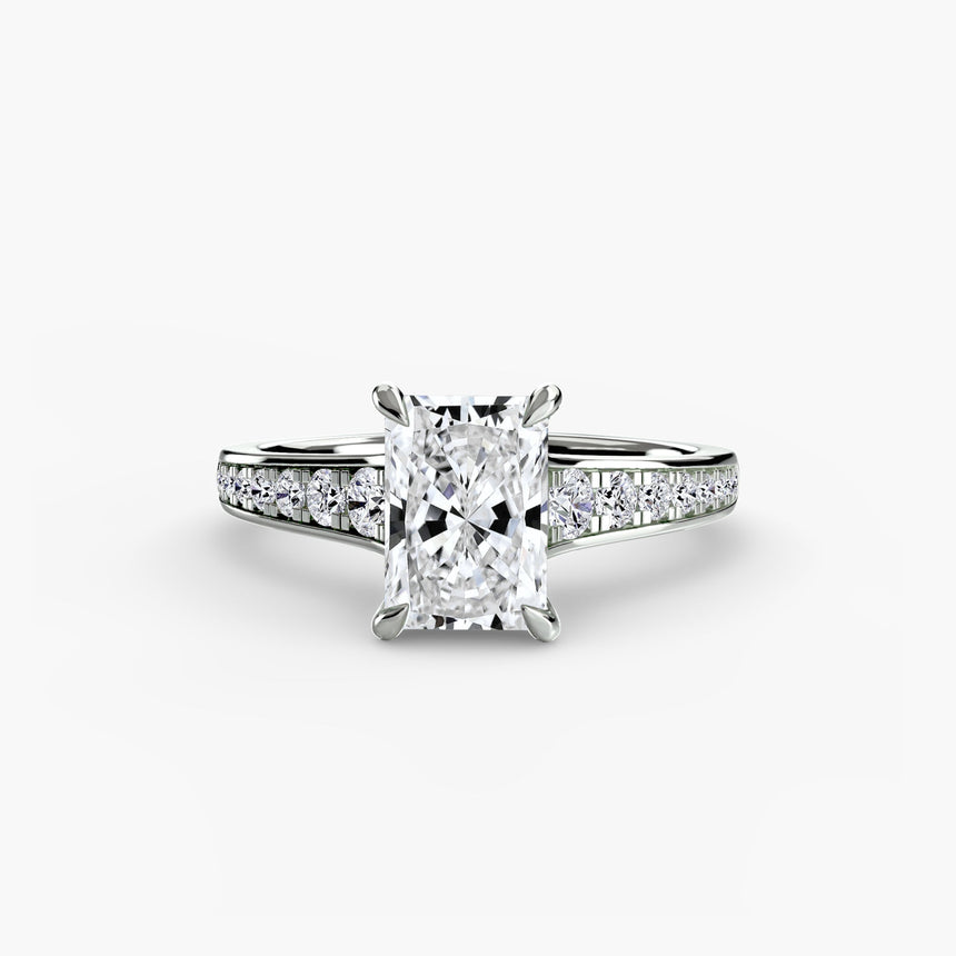 CÉLESTE Radiant Cut Pavé Solitaire Ring Setting in 950 Platinum | SARATTI