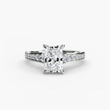 CÉLESTE Radiant Cut Pavé Solitaire Ring Setting in White Gold | SARATTI