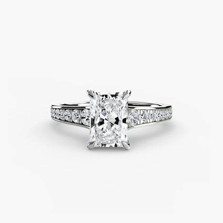 CÉLESTE Radiant Cut Pavé Solitaire Ring Setting in White Gold | SARATTI