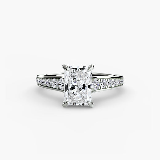 CÉLESTE Radiant Cut Pavé Solitaire Ring Setting in White Gold | SARATTI