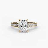 CÉLESTE Radiant Cut Pavé Solitaire Ring Setting in Yellow Gold | SARATTI