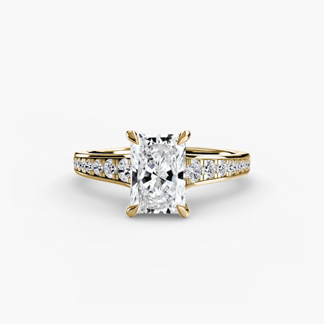 CÉLESTE Radiant Cut Pavé Solitaire Ring Setting in Yellow Gold | SARATTI