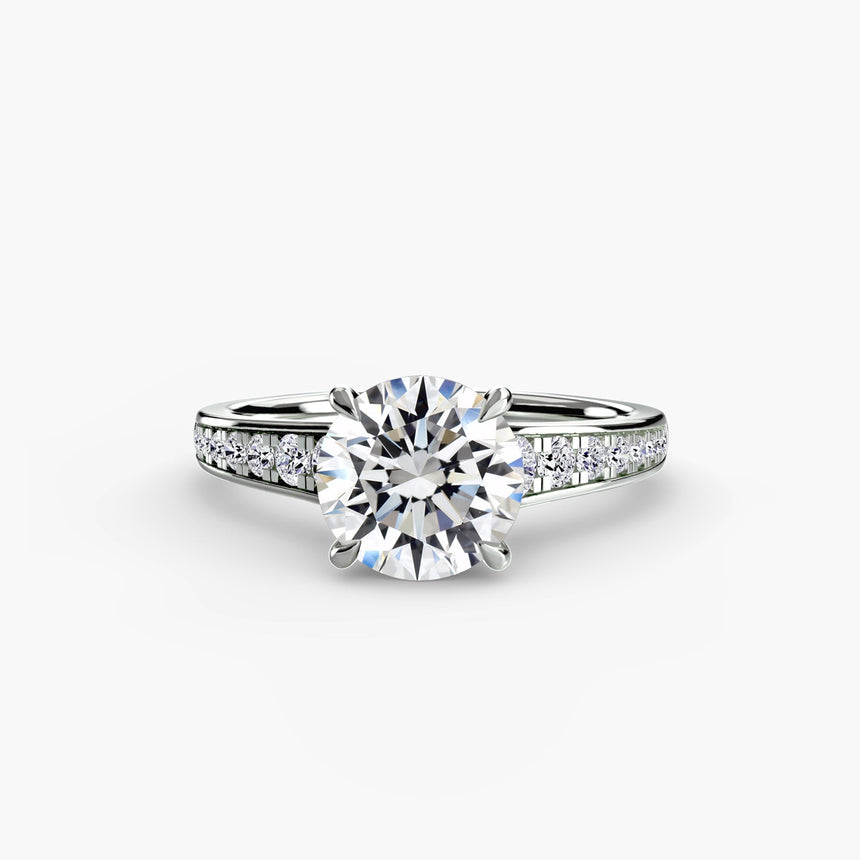 CÉLESTE – Round Cut Pavé Solitaire Ring Setting in 950 Platinum | SARATTI