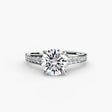 CÉLESTE – Round Cut Pavé Solitaire Ring Setting in White Gold | SARATTI