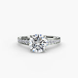 CÉLESTE – Round Cut Pavé Solitaire Ring Setting in White Gold | SARATTI