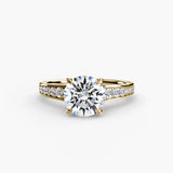 CÉLESTE – Round Cut Pavé Solitaire Ring Setting in Yellow Gold | SARATTI