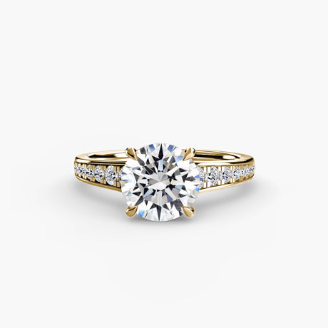 CÉLESTE – Round Cut Pavé Solitaire Ring Setting in Yellow Gold | SARATTI