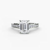 CÉLESTE VII Emerald Cut pavé solitaire ring setting in 950 Platinum | SARATTI