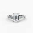 CÉLESTE VII Emerald Cut pavé solitaire ring setting in White Gold | SARATTI
