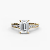 CÉLESTE VII Emerald Cut pavé solitaire ring setting in Yellow Gold | SARATTI