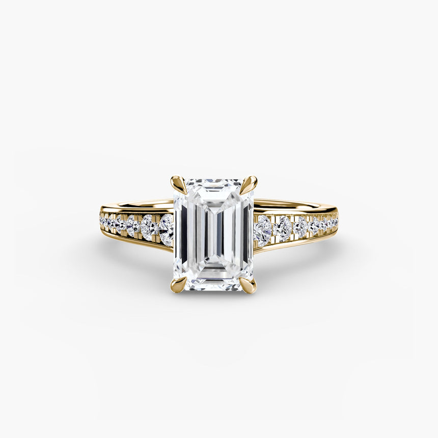CÉLESTE VII Emerald Cut pavé solitaire ring setting in Yellow Gold | SARATTI