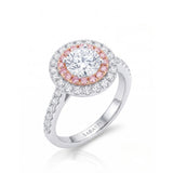 Chelsea – Natural Round Diamond Pink Diamond Double Halo Ring