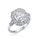 Clara – Natural Asscher-Cut Diamond Vintage Halo Ring