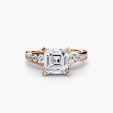 CLARTÉ – Asscher Cut Pavé Solitaire Ring Setting in Rose Gold | SARATTI