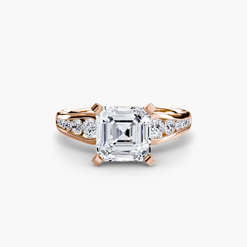 CLARTÉ – Asscher Cut Pavé Solitaire Ring Setting in Rose Gold | SARATTI