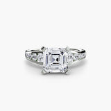 CLARTÉ – Asscher Cut Pavé Solitaire Ring Setting in White Gold | SARATTI