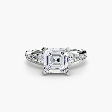 CLARTÉ – Asscher Cut Pavé Solitaire Ring Setting in White Gold | SARATTI