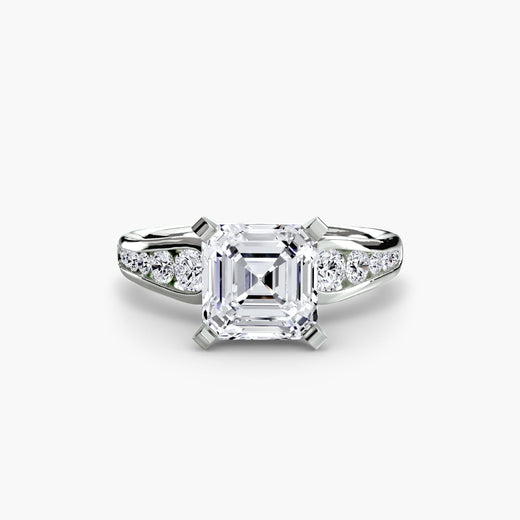 CLARTÉ – Asscher Cut Pavé Solitaire Ring Setting in White Gold | SARATTI