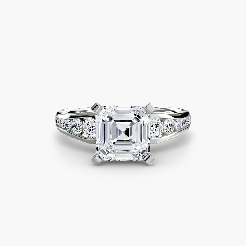 CLARTÉ – Asscher Cut Pavé Solitaire Ring Setting in White Gold | SARATTI