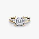 CLARTÉ – Asscher Cut Pavé Solitaire Ring Setting in Yellow Gold | SARATTI