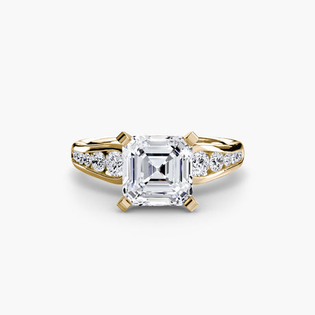 CLARTÉ – Asscher Cut Pavé Solitaire Ring Setting in Yellow Gold | SARATTI