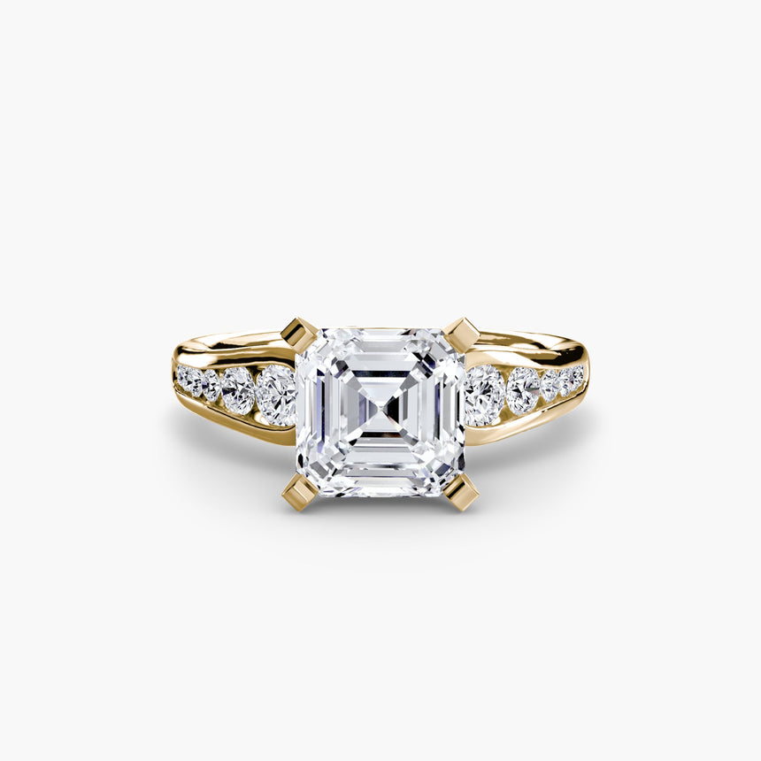 CLARTÉ – Asscher Cut Pavé Solitaire Ring Setting in Yellow Gold | SARATTI