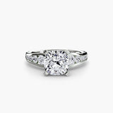 CLARTÉ Cushion Cut pavé solitaire ring setting in 950 Platinum | SARATTI