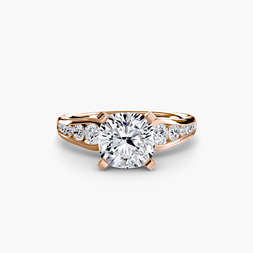 CLARTÉ Cushion Cut pavé solitaire ring setting in Rose Gold | SARATTI
