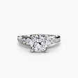 CLARTÉ Cushion Cut pavé solitaire ring setting in White Gold | SARATTI