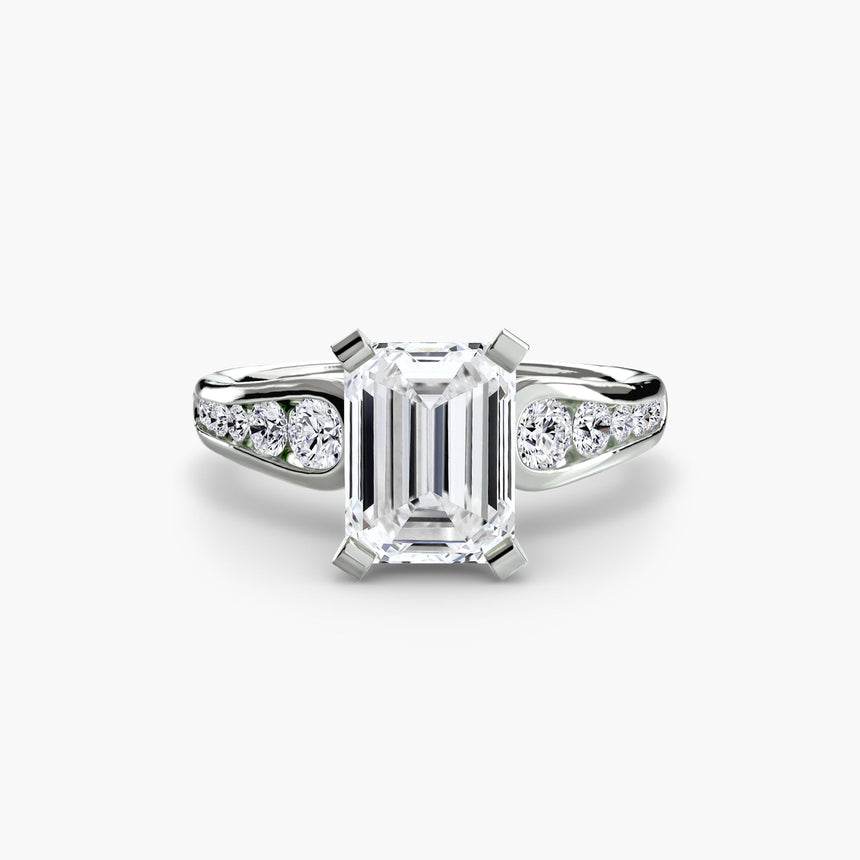 CLARTÉ Emerald Cut Pavé Solitaire Ring Setting in 950 Platinum | SARATTI