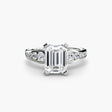 CLARTÉ Emerald Cut Pavé Solitaire Ring Setting in White Gold | SARATTI